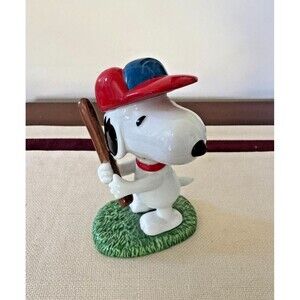 Vintage Peanuts Snoopy Ceramic Baseball Bat Figurine Excellent Condition